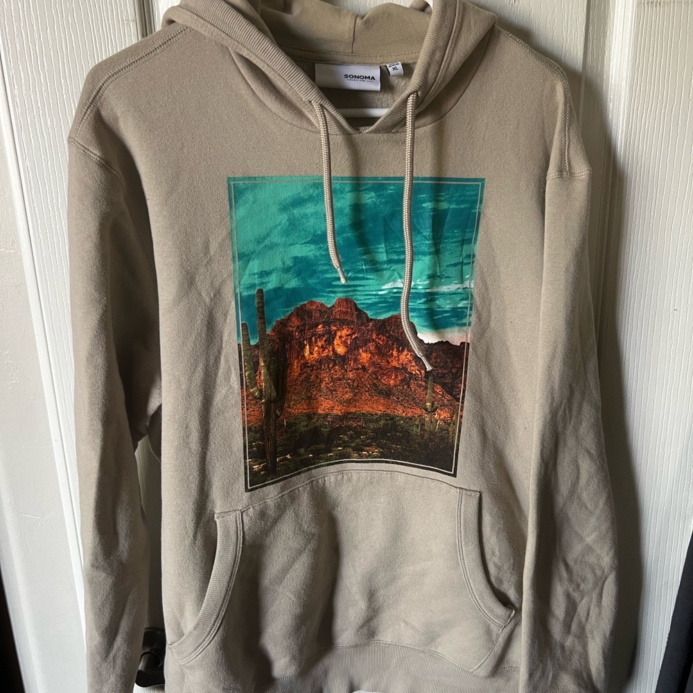 Sonoma Tan Hoodie with Teal Accent
